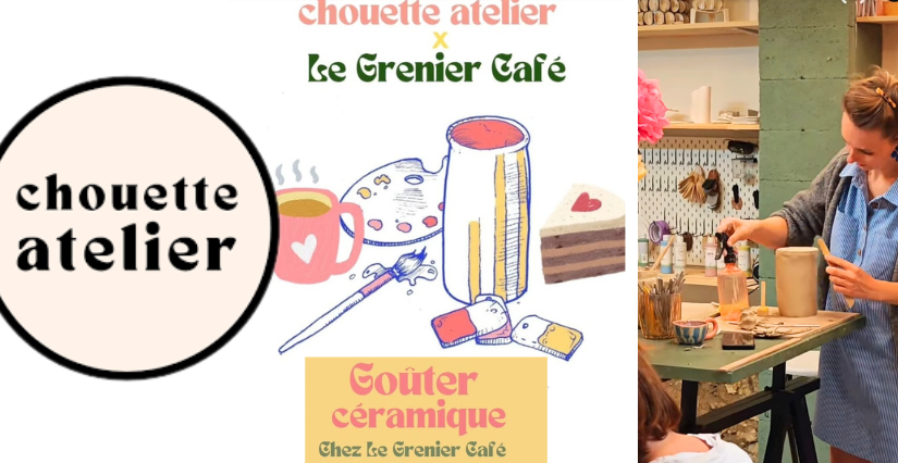 Gouter céramique au café le grenier à Dijon - avec Chouette atelier
