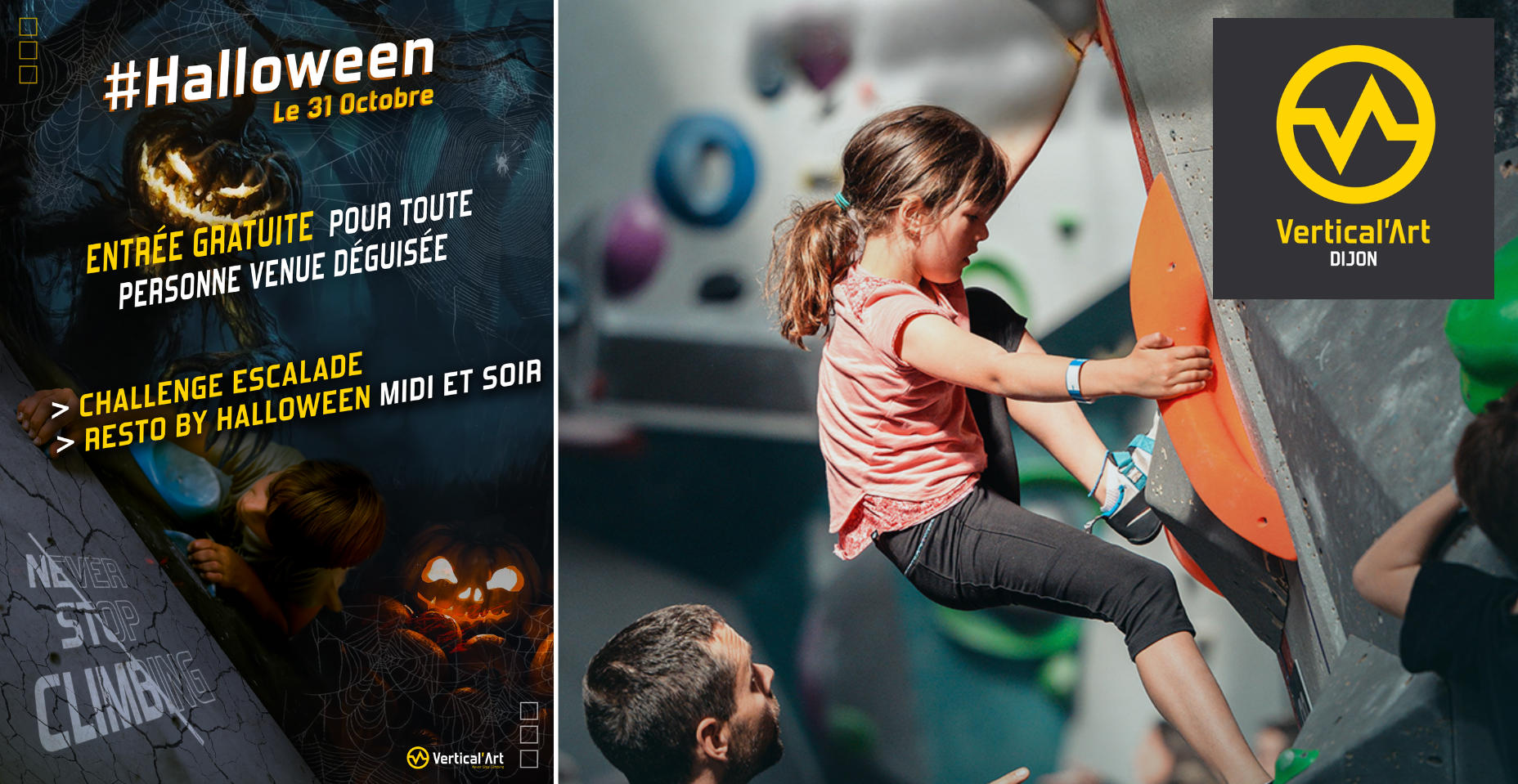 Halloween Kids day à Vertical'Art DIjon, salle d'escalade