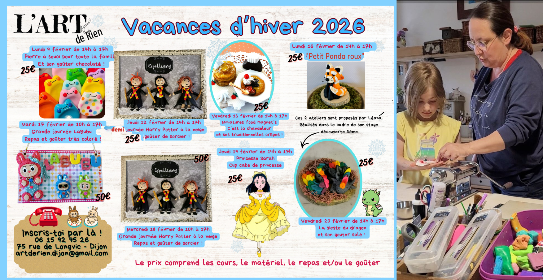 Ateliers de modelage polymère avec "l'Art de Rien" à Dijon