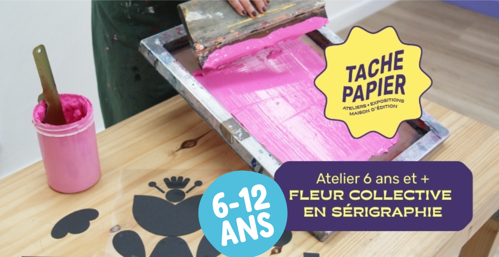 Atelier créatif "Fleur collective en sérigraphie" pour les enfants au Tâche Papier à Dijon