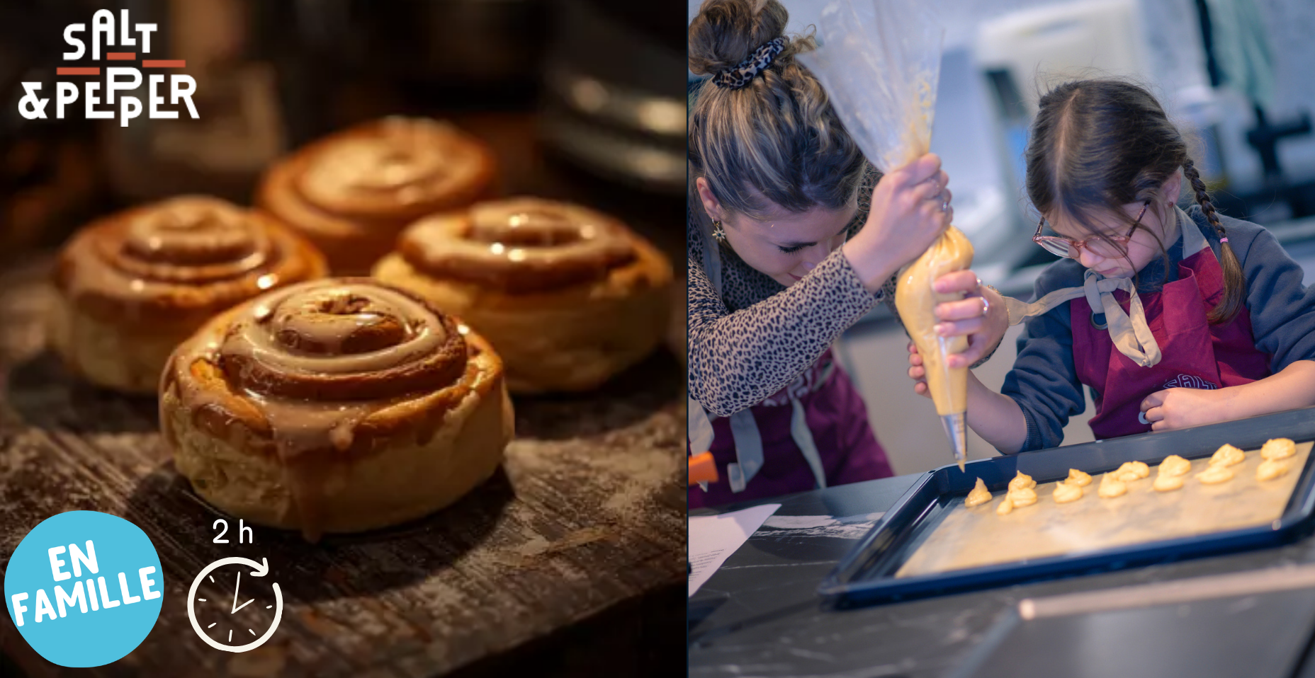 Atelier pâtisserie parent-enfant "Cinnamon Rolls Maison" chez Salt & Pepper à Dijon