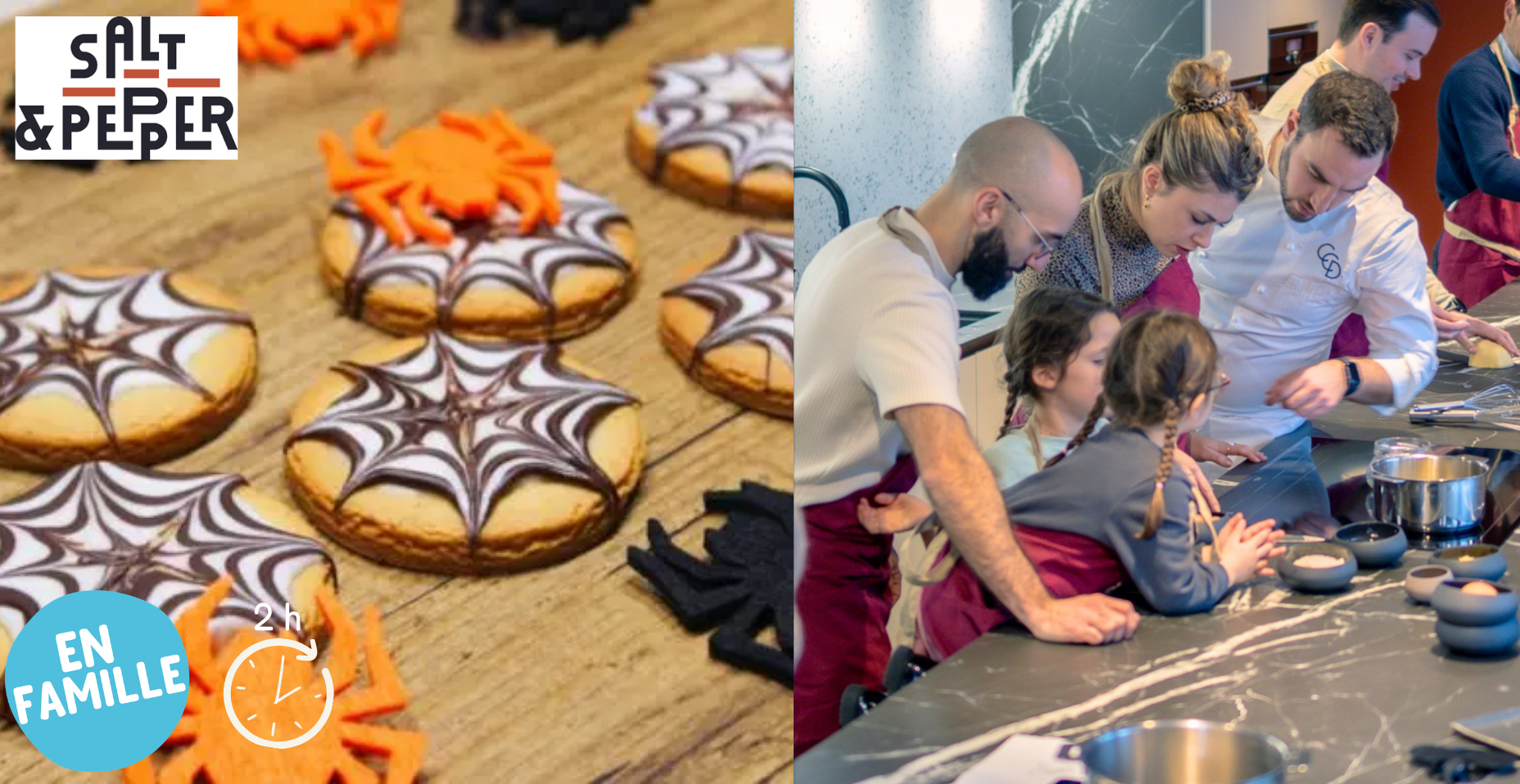 Atelier pâtisserie parent-enfant "Décor Toile d'araignée" chez Salt & Pepper à Dijon