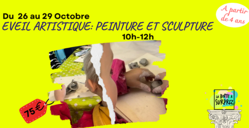 Stage "éveil artistique : peinture et sculpture" vacances de la Toussaint à La Boîte à SurpriZ à Dijon