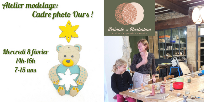 Atelier de céramique enfant : cadre photo ours, avec Bricole et Barbotine à Dijon kidiklik 21
