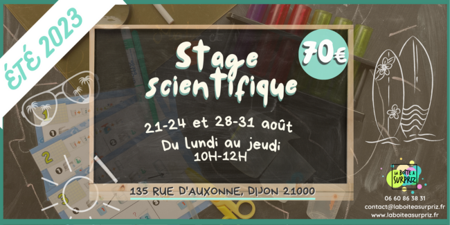 Stage scientifique enfant pendant les vacances d'été à La Boîte à Surpriz, Dijon (21)