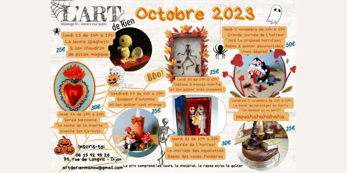 Ateliers d'Halloween - modelage fin en argile polymère avec "l'art de rien" à Dijon