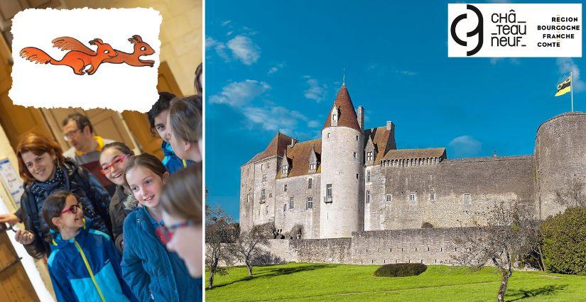 Parcours de visite enfants & livret-jeu : un château tout neuf pour Noisette et Caramel à Châteauneuf 