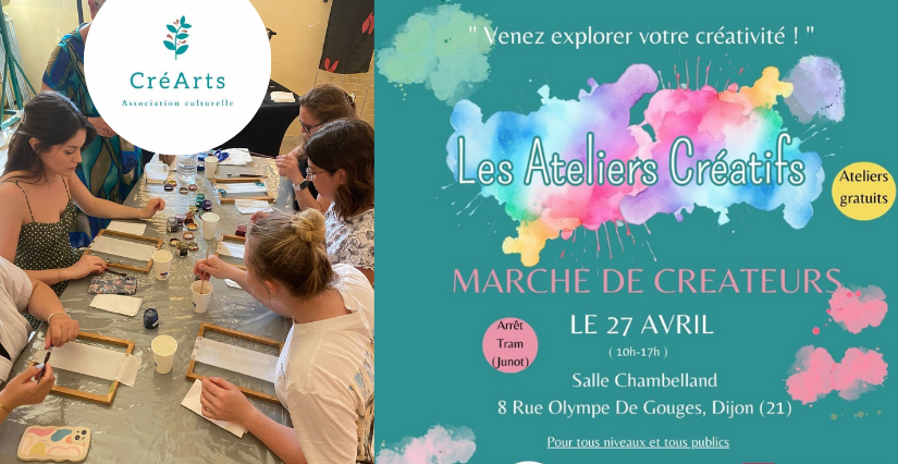 Journée d’ateliers créatifs et marché de créateurs avec CréArts Dijon