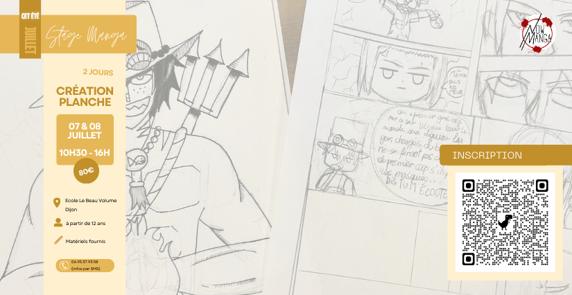Stage Création de planche BD/Manga : stage créatif des vacances d'été avec Now Manga à Dijon