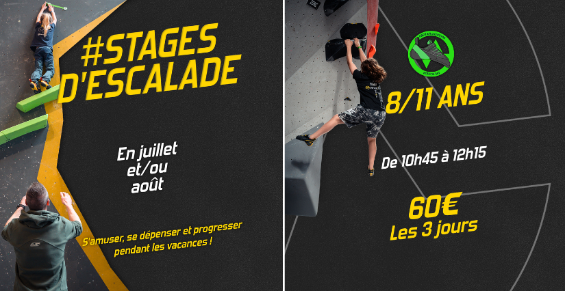 Stage escalade pendant les vacances d'été chez Vertical'Art à Dijon - 8 ans et +