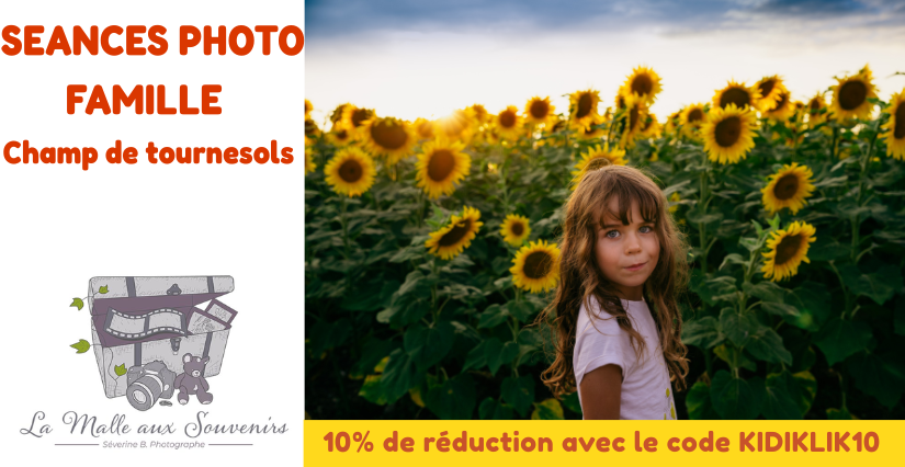 Séance photo de famille dans les champs de tournesols - avec La Malle aux Souvenirs à Dijon et alentours