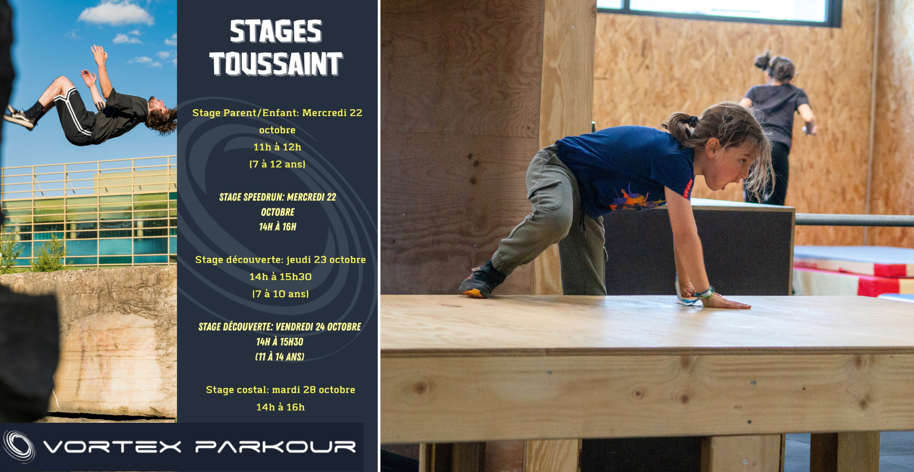 Stage parkour - vacances de la Toussaint - VORTEX PARKOUR