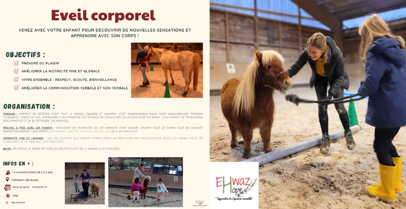 Eveil corporel et médiation animale avec Ehwaz Hope à Perrigny-les-Dijon