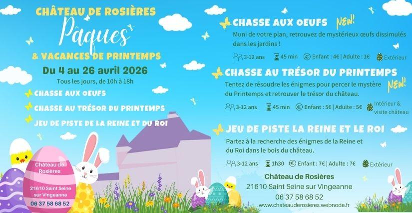 Chasse aux oeufs de Pâques et vacances de printemps en famille au Château de Rosières (21)