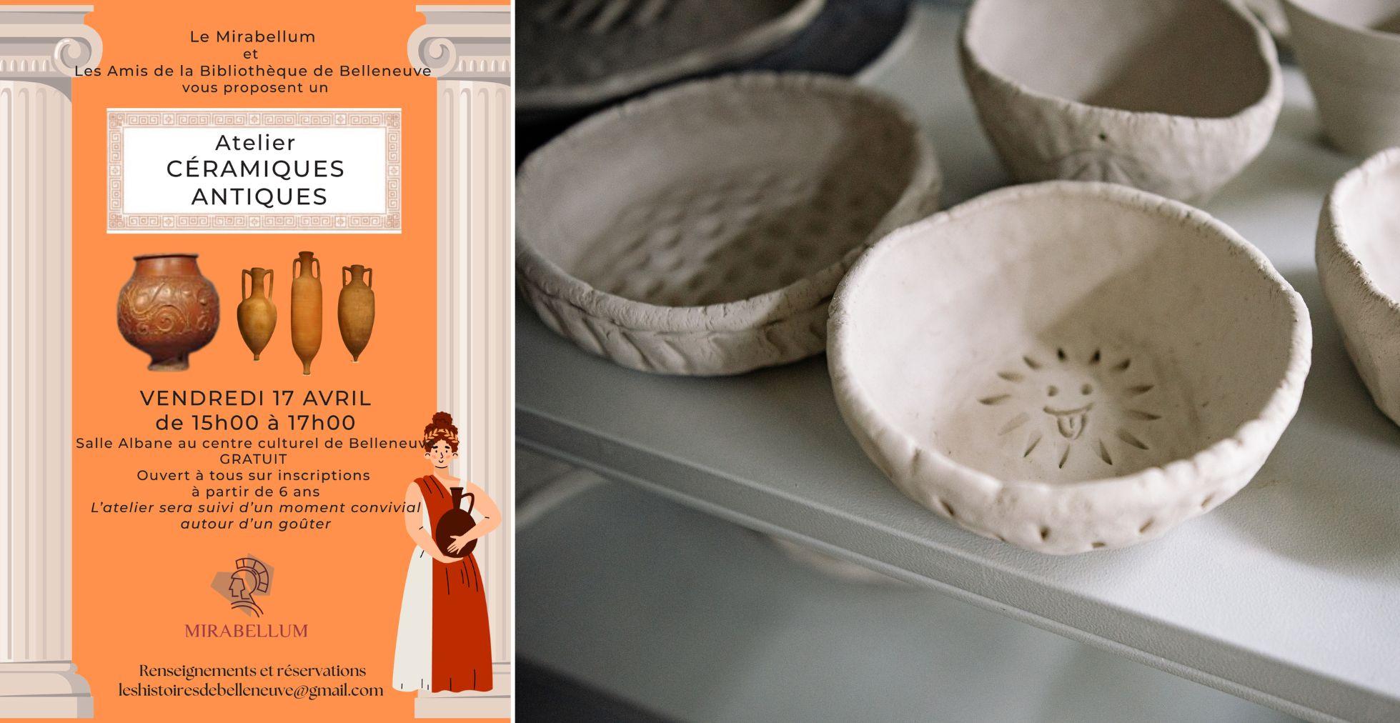 Atelier CÉRAMIQUES ANTIQUES au centre culturel de Belleneuve - Gratuit