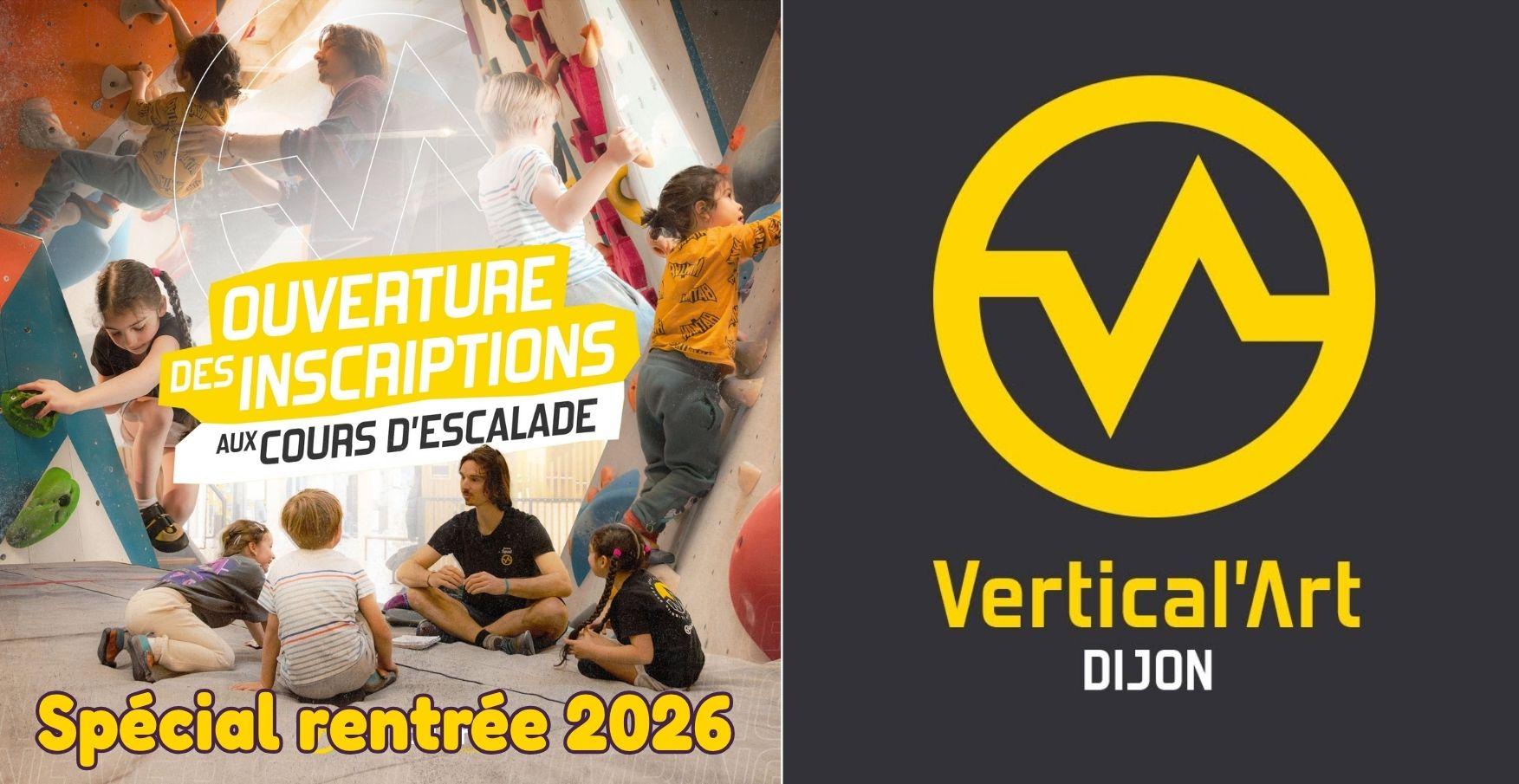 ✩ Rentrée 2026 ✩ Inscription aux cours d'escalade enfants et ados chez Vertical'Art Dijon 