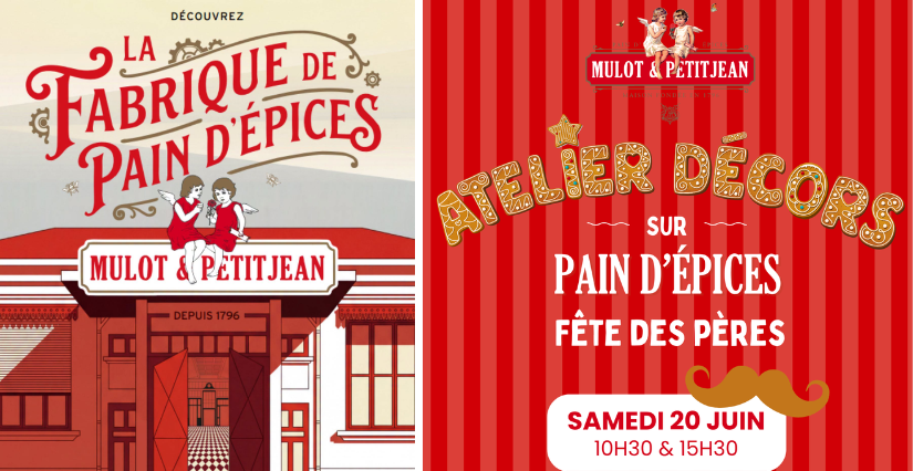 Atelier décors sur pain d'épices spécial "Fête des Pères", à la Fabrique de pain d'épices Mulot et Petitjean à Dijon.