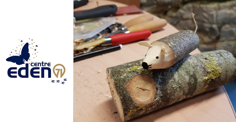 Atelier sculpture sur bois, atelier créatif en famille au Centre Eden - centre éducatif nature et découverte à Cuisery (71)