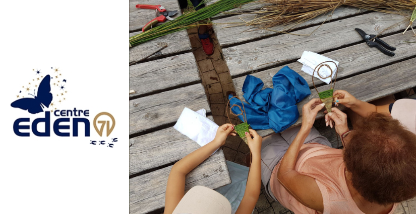 "Vannerie 4 mains", atelier parent-enfant au Centre Eden - centre éducatif nature et découverte à Cuisery (71)