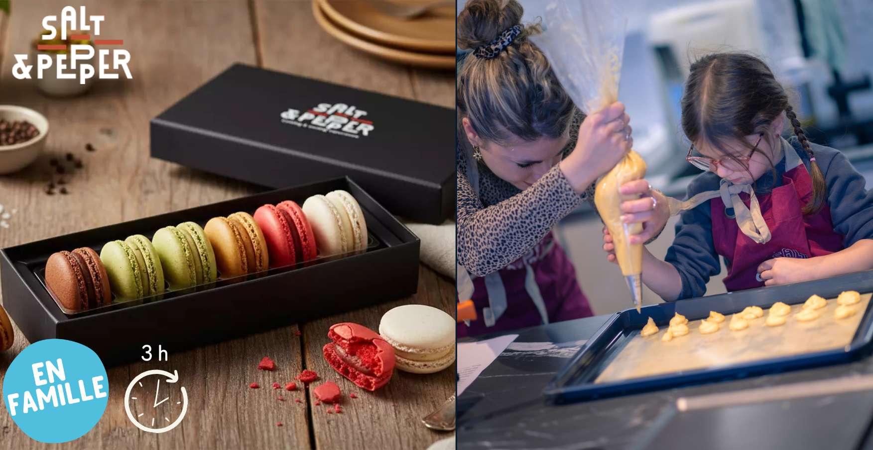 Atelier pâtisserie parent-enfant "Macarons" chez Salt & Pepper à Dijon