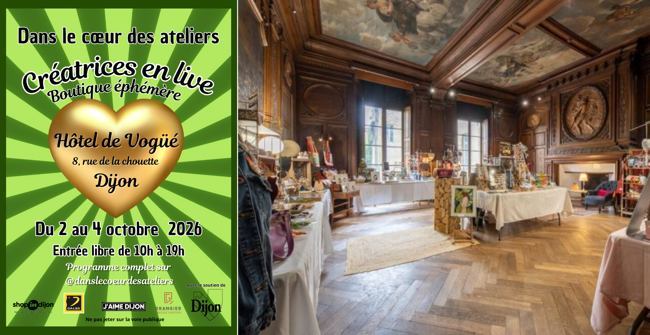 "Dans le coeur des ateliers" #7, créatrices en live & boutique éphémère à l'Hôtel Vogüe à Dijon 