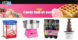 Anniversaire à domicile et fêtes de famille : le matériel et le stand candy à louer chez Jumble près de Dijon